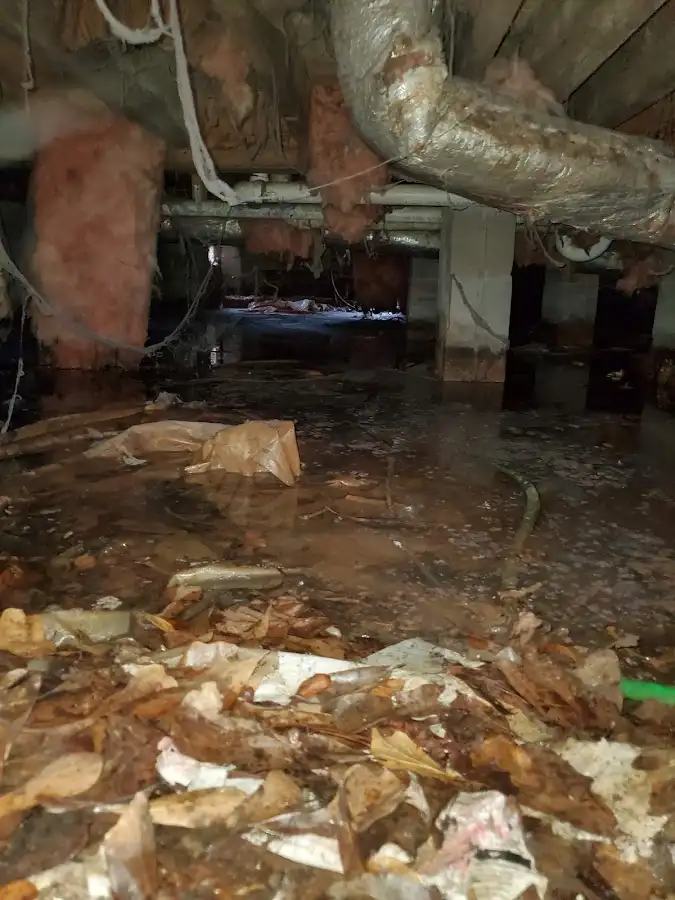 Crawl space flood assessment for Commercial Water Damage Restoration in Wakefield